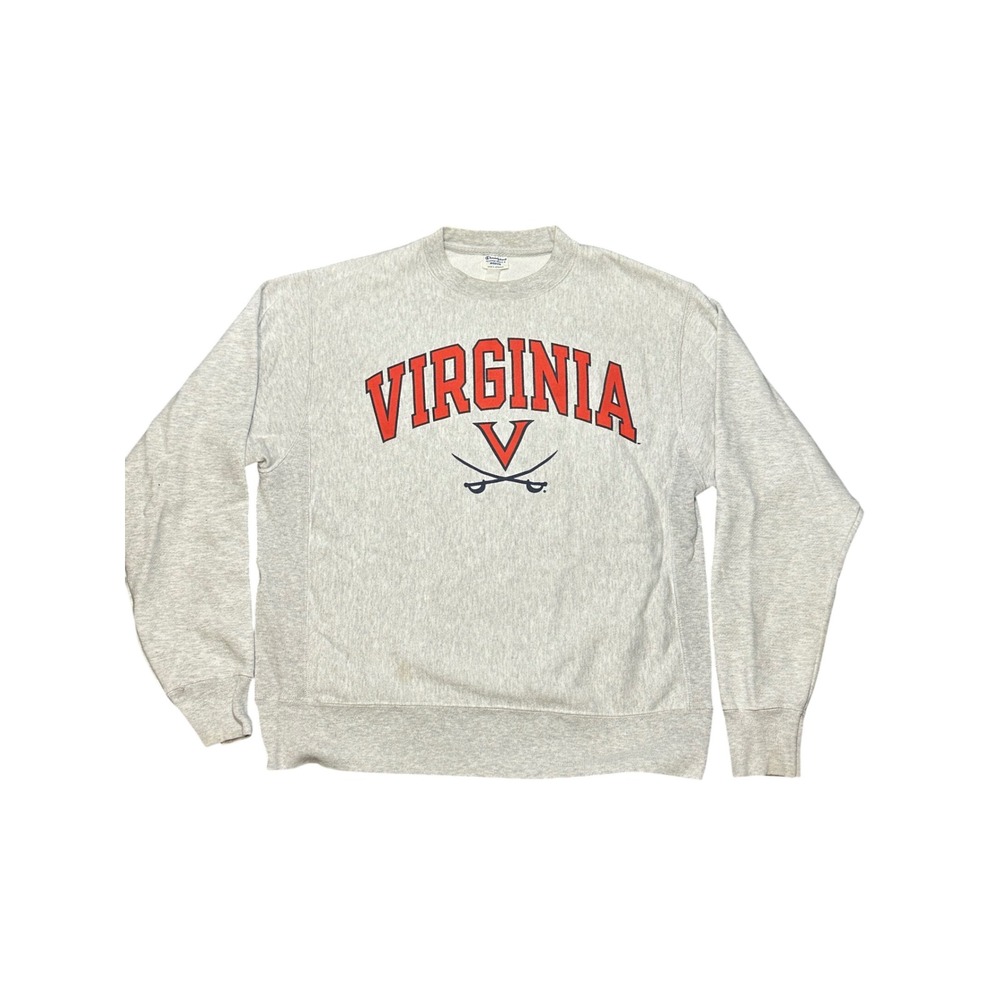 Champion Reverse Weave Virginia Cavaliers Sweatshirt Gray Mens Medium UVA Fleece